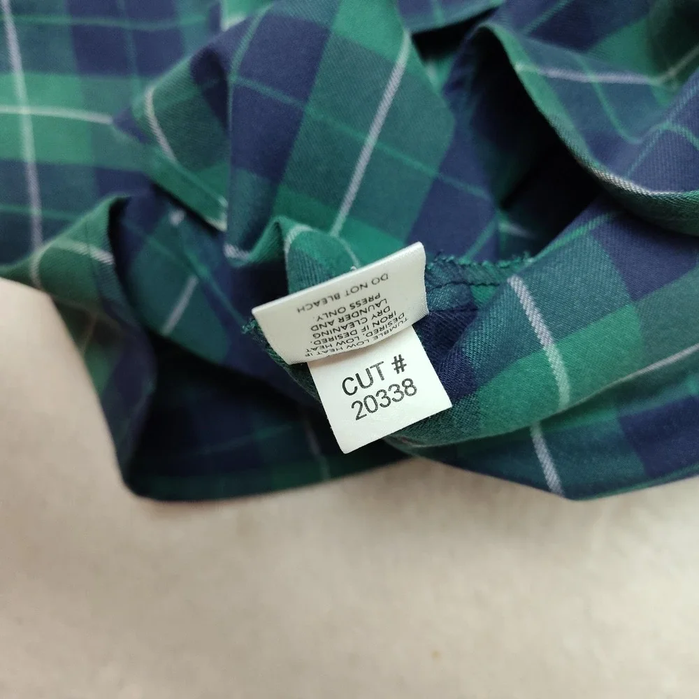 Mizzen+Main‎ Shirt Mens Large Green Plaid Button-Up Flannel Slim Trim Fit USA
